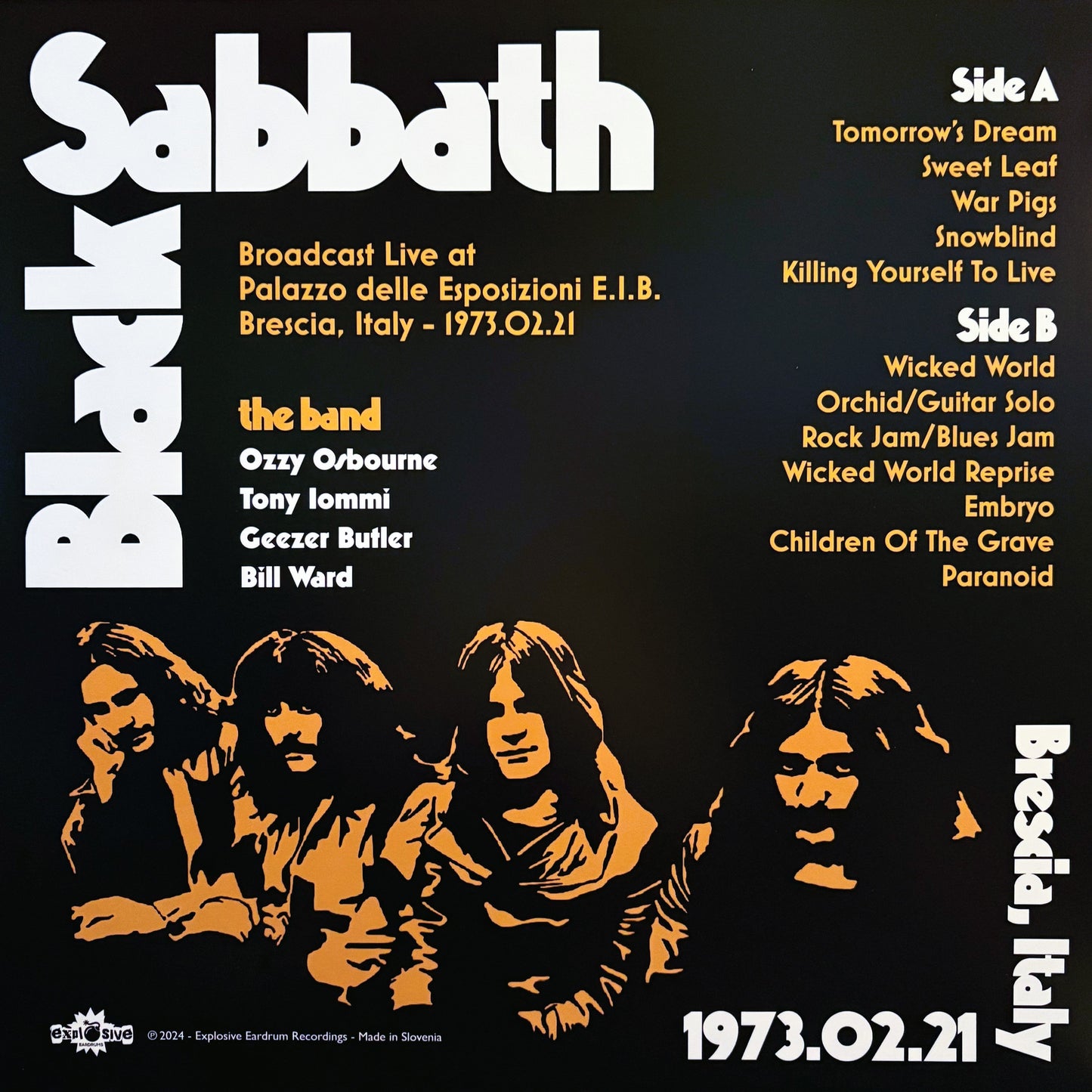 Black Sabbath "Live In Brescia, Italy 1973" LP