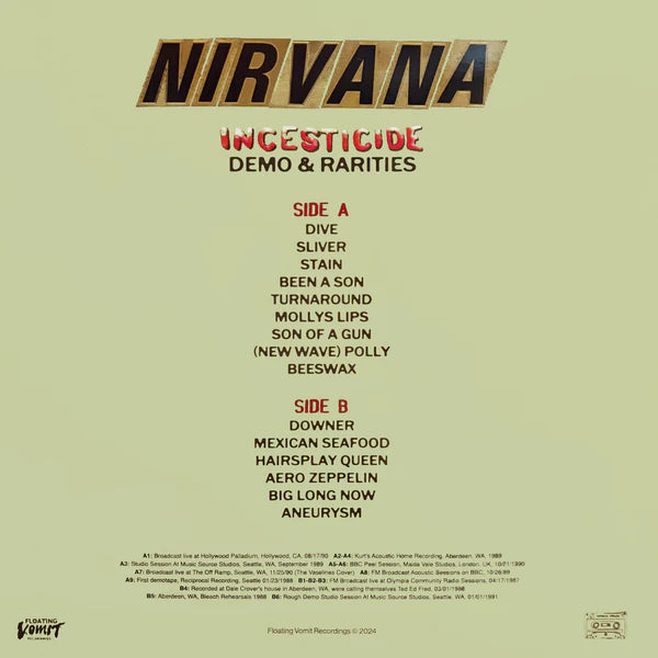 Nirvana "Incesticide - Demo & Rarities" LP