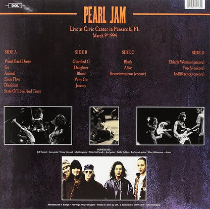 Pearl Jam "Live at Civic Center in Pensacola, FL March 9th 1994" LP