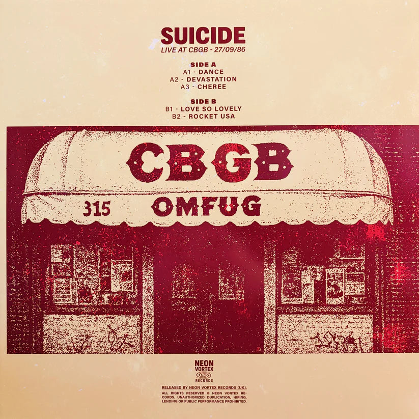Suicide "Live at CBGB's - 1986" LP